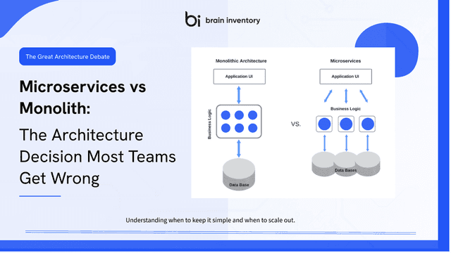 Microservices vs monolith software architecture comparison diagram
